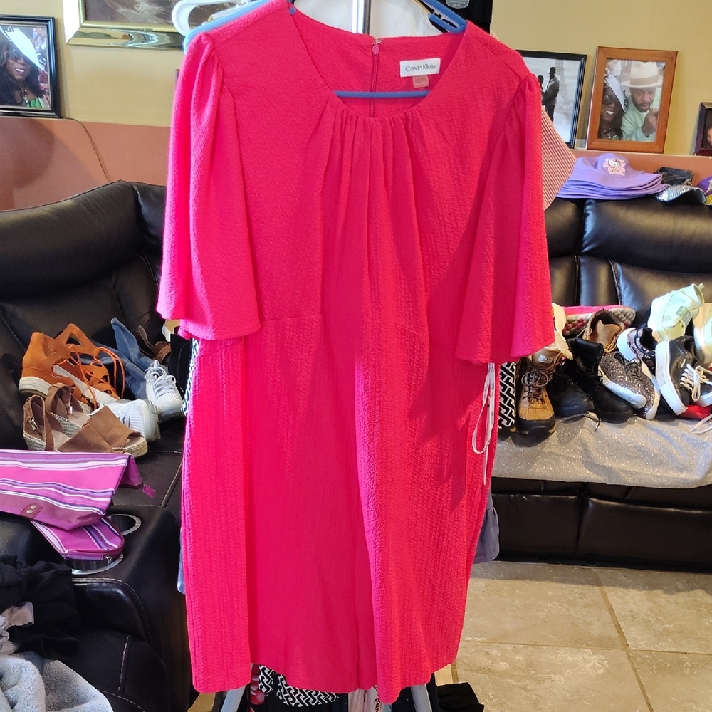 Calvin Klein Women's Bright Pink Midi Romper